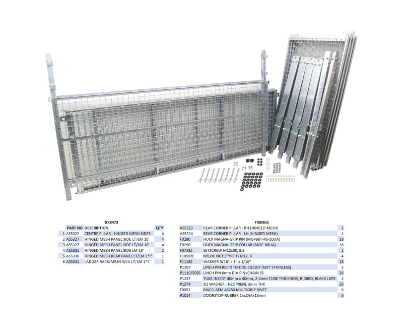 KIT REHAUSSES GRILLAGEES À CHARNIERES - LM187 (HAYON)