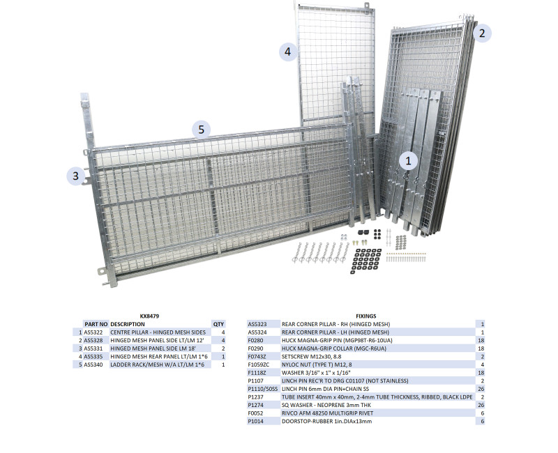 KIT REHAUSSES GRILLAGEES À CHARNIERES - LM206 (HAYON)