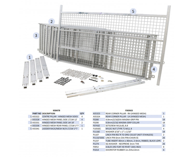 KIT REHAUSSES GRILLAGEES À CHARNIERES - LM207 (HAYON)
