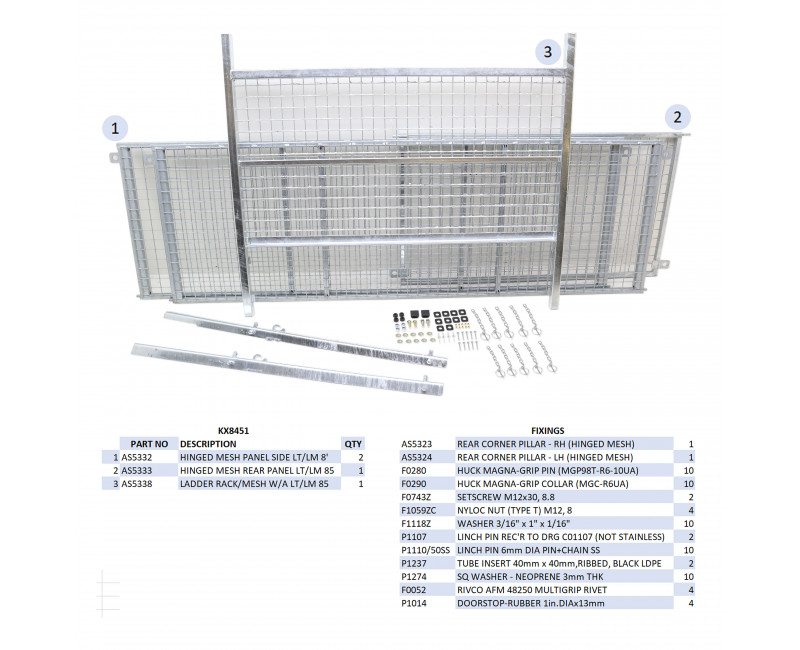 KIKIT REHAUSSES GRILLAGEES À CHARNIERES - LT/LM85 (HAYON)