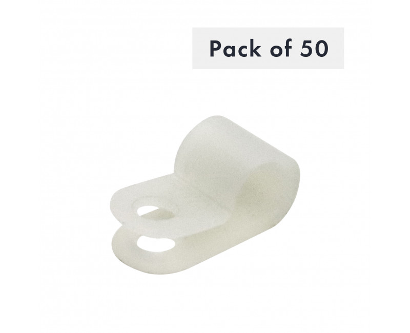 CLIP CABLE P, CABLE DIAMETRE 7,9 MM, NYLON NATUREL 66, PAQUET DE 50