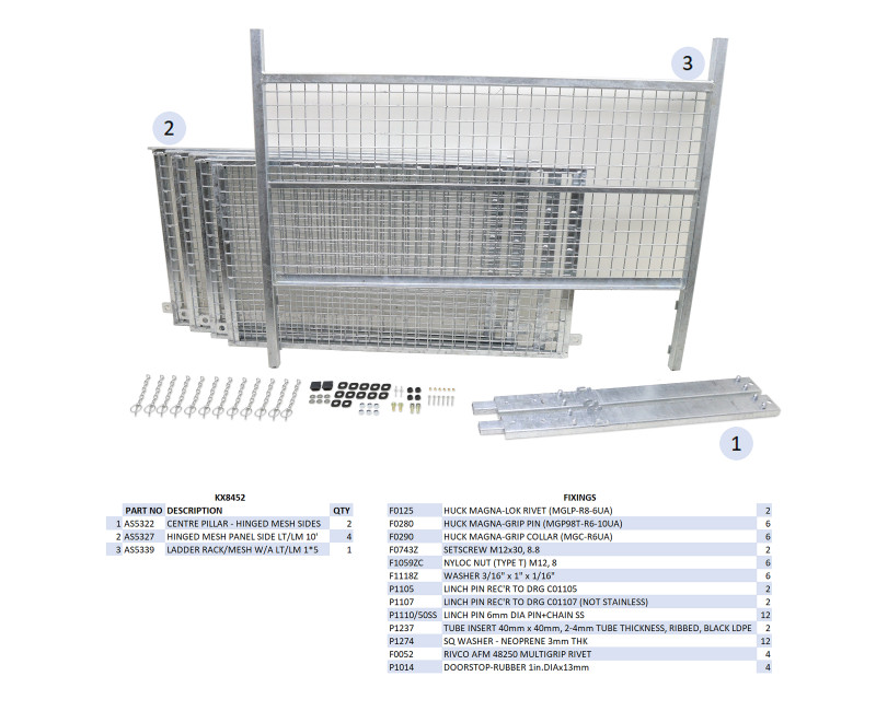 KIT REHAUSSES GRILLAGEES À CHARNIERES - LT/LM105 (RAMPE)