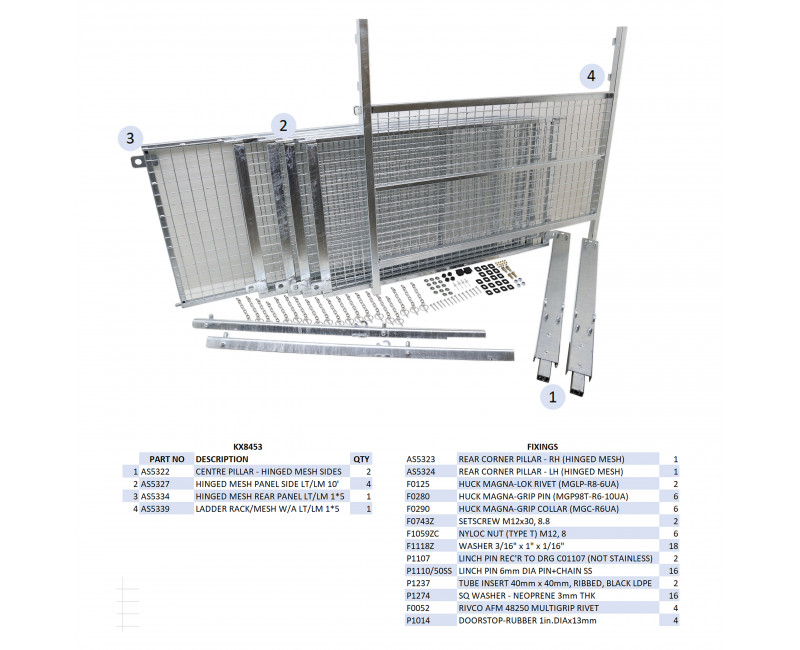 KIT REHAUSSES GRILLAGEES À CHARNIERES - LT/LM105 (HAYON)