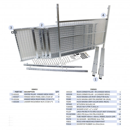 KIT REHAUSSES GRILLAGEES À CHARNIERES - LT/LM105 (HAYON)