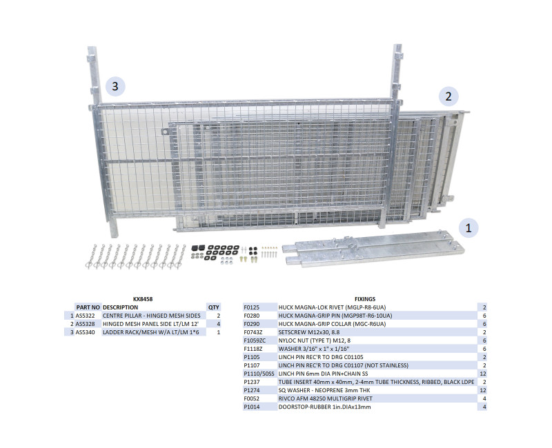 KIT REHAUSSES GRILLAGEES À CHARNIERES - LT/LM126 (RAMPE)