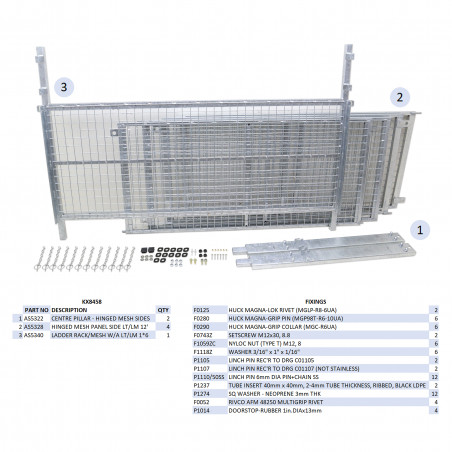 KIT REHAUSSES GRILLAGEES À CHARNIERES - LT/LM126 (RAMPE)