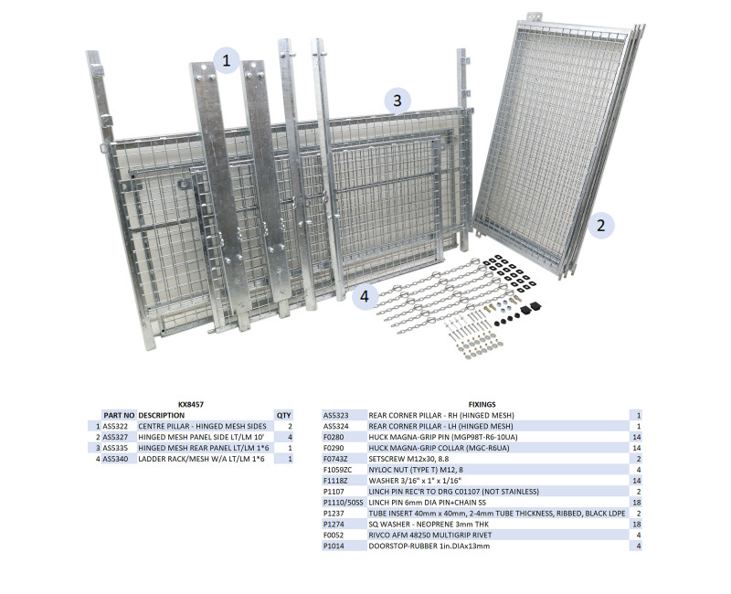 KIT REHAUSSES GRILLAGEES À CHARNIERES - LT/LM106 (HAYON)