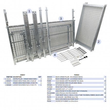 KIT REHAUSSES GRILLAGEES À CHARNIERES - LT/LM106 (HAYON)
