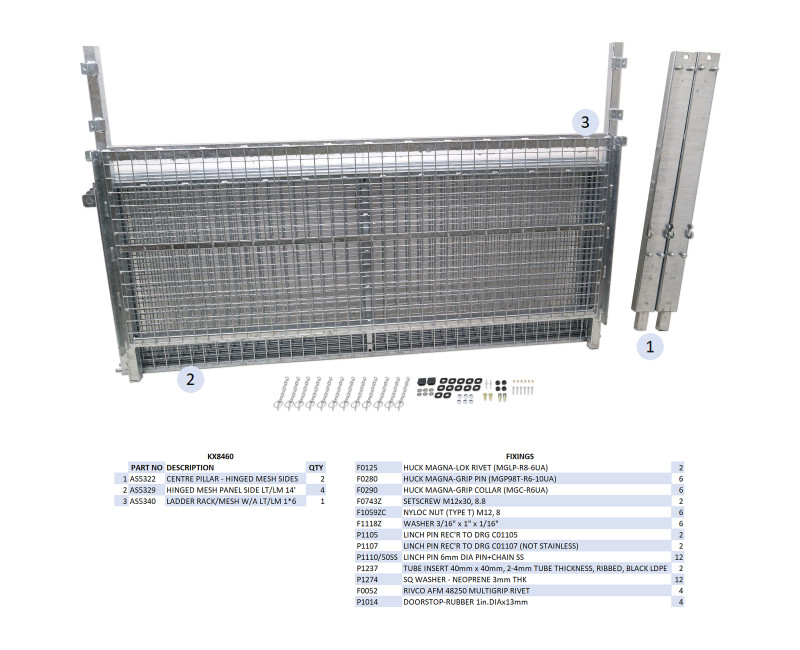 KIT REHAUSSES GRILLAGEES À CHARNIERES - LT/LM146 (RAMPE)