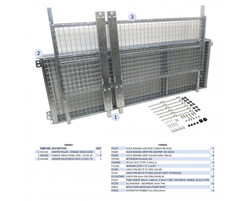 KIT REHAUSSES GRILLAGEES À CHARNIERES - LM166 (RAMPE)