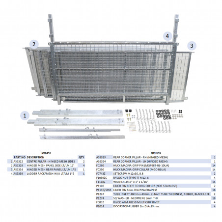 KIT REHAUSSES GRILLAGEES À CHARNIERES - LT/LM125 (HAYON)