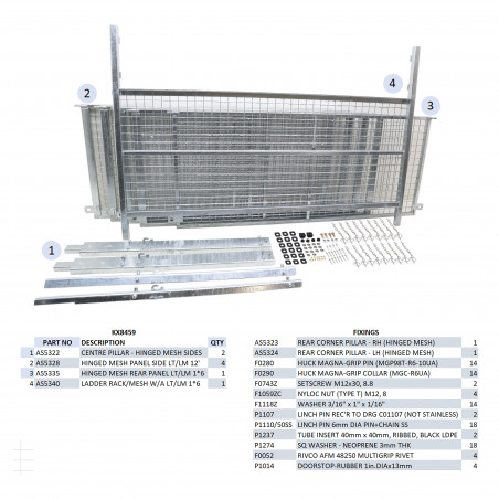KIT REHAUSSES GRILLAGEES À CHARNIERES - LT/LM126 (HAYON)