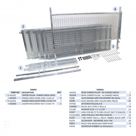 KIT REHAUSSES GRILLAGEES À CHARNIERES - LT/LM146 (HAYON)