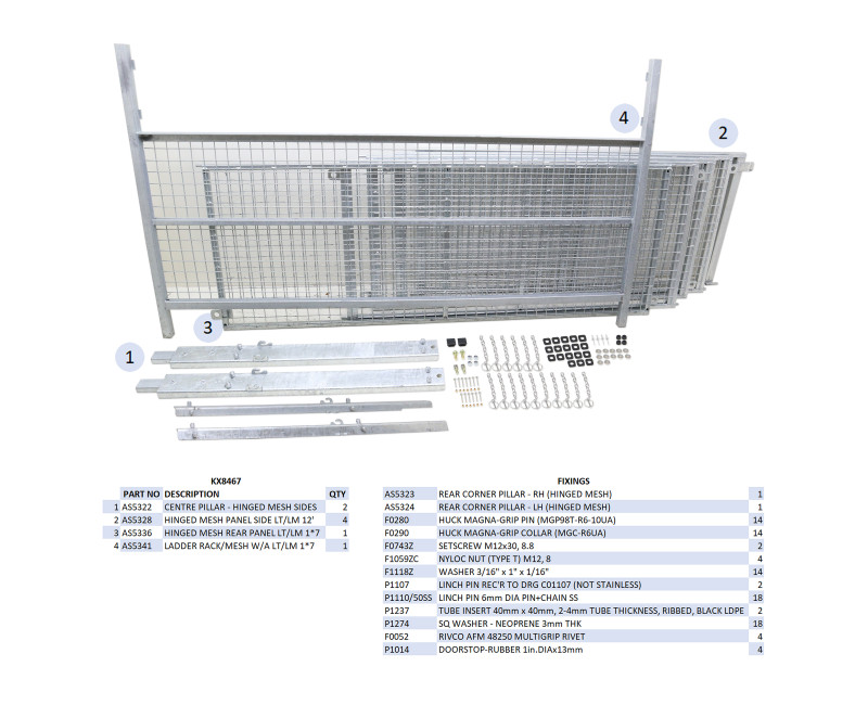 KIT REHAUSSES GRILLAGEES À CHARNIERES - LM127 (HAYON)