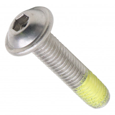 VIS A TERRE CREUX M8X35 BOUTON TETE BRIDE INOX AVEC PATCH DE VERROUILLAGE