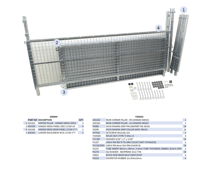 KIT REHAUSSES GRILLAGEES À CHARNIERES - LM147 (HAYON)