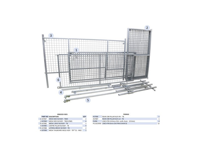 KIT REHAUSSES GRILLAGEES  (HAYON) - TB5021 - MK2 (À PARTIR DU 02/12)
