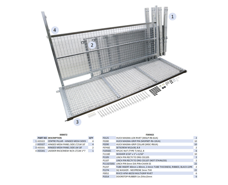 KIT REHAUSSES GRILLAGEES À CHARNIERES - LM187 (RAMPE)