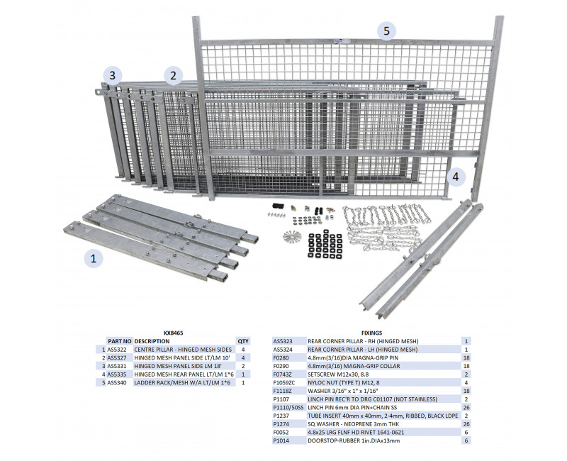 KIT REHAUSSES GRILLAGEES À CHARNIERES - LM186 (HAYON)