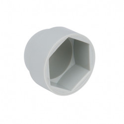 CACHE-ECROU HEXAGONAL M10, FORME EXTERIEURE CIRCULAIRE, DOME TOP, LDPE GRIS CLAIR