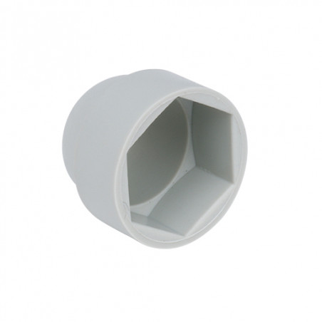 CACHE-ECROU HEXAGONAL M10, FORME EXTERIEURE CIRCULAIRE, DOME TOP, LDPE GRIS CLAIR