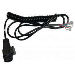 FICHE 13 BROCHES AVEC CABLE SPIRALE 8 CONDUCTEURS, EXTENSION 2 450 MM, SORTIE COSSE F. 5 MM