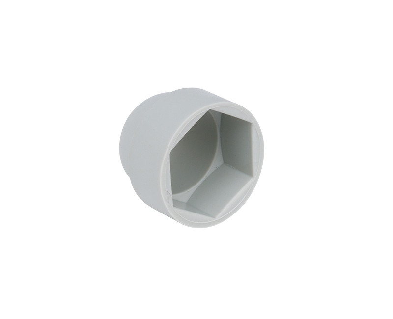 CACHE-ECROU HEXAGONAL M8, FORME EXTERIEURE CIRCULAIRE, DOME TOP, LDPE GRIS CLAIR,