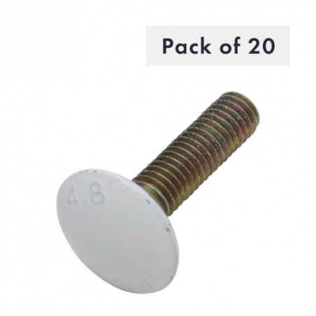 CUVE BOULON CARRE M6X25, BLANC, PAQUET DE 20