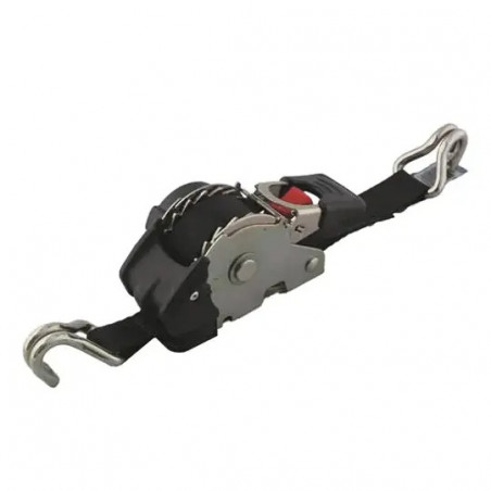 SANGLE ENROULEUR AUTOMATIQUE 25MM A CLIQUET AVEC CROCHETS DOUBLES