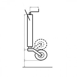 Roue jockey à relevage manuel avec tube carré 70 et Galet 250 - Charge 650KG