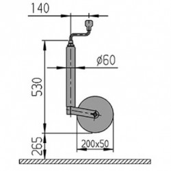 ROUE JOCKEY Ø 60  GALET 200 CHARGE  500 KG