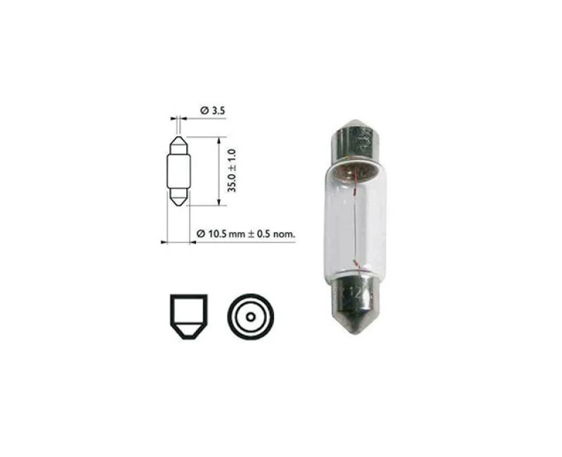 AMPOULE NAVETTE SV 8,5 12V 5W - 10 X 38 MM