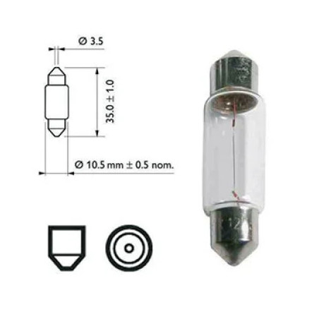 AMPOULE NAVETTE SV 8,5 12V 5W - 10 X 38 MM