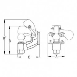 CROCHET BOULE 4 TROUS Ø13 EA 85X44