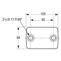 CHAPE MIXTE 2 TROUS Ø17 ENTRAXE 90 + VISSERIE