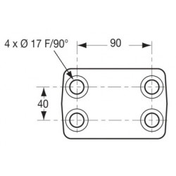 CHAPE MIXTE 4 TROUS Ø17 ENTRAXE 90X40+VISSERIE