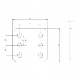 PLAQUE DE REHAUSSE 6 TROUS ACIER 10MM ENTRAXE 90MM