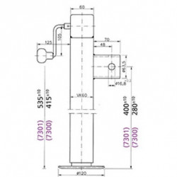BEQUILLE 28CM 1T3 AVEC MANIVELLE