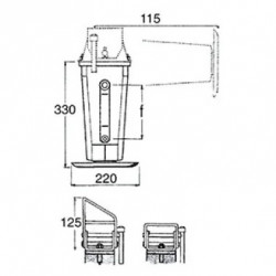 BÉQUILLE ET BRIDE CARRÉ 70 HAUTEUR 520 MM