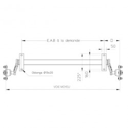 ESSIEUX NON FREINÉS 750KG 4 TROUS 100 A LA COTE