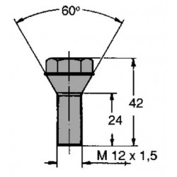 VIS DE ROUE Ø 12 X 150 PLAT 19 CONIQUE KNOTT