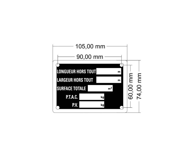 PLAQUE DE SURFACE ALU 10X7