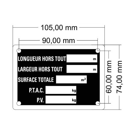 PLAQUE DE SURFACE ALU 10X7