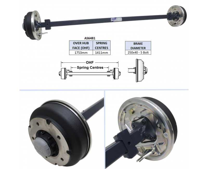 ESSIEU - 2.1M TB - ROUES 12" - (CABLES DE FREIN À L'AVANT)