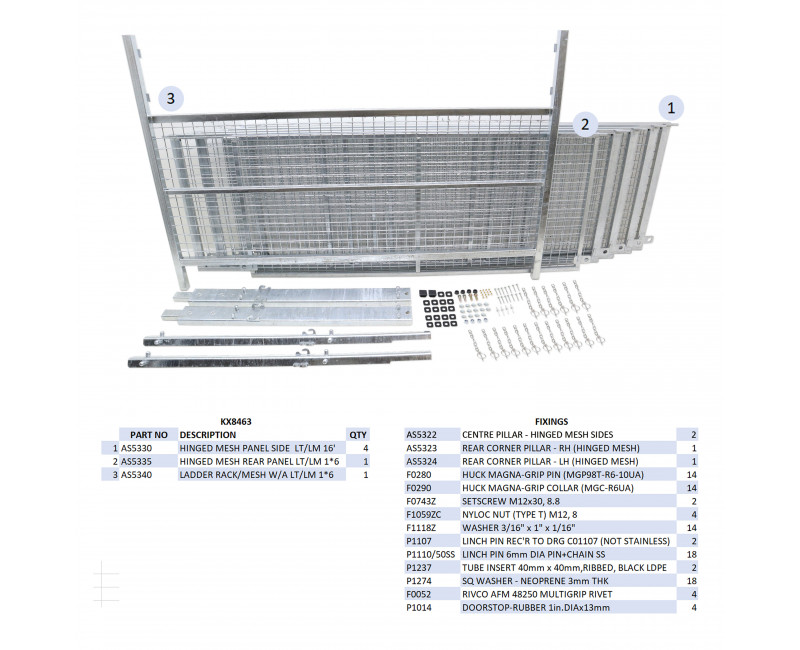 KIT REHAUSSES GRILLAGEES À CHARNIERES - CT/LM166 (HAYON)