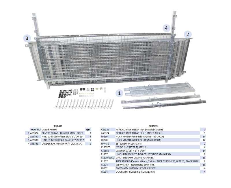 KIT REHAUSSES GRILLAGEES À CHARNIERES - CT/LM167 (HAYON)