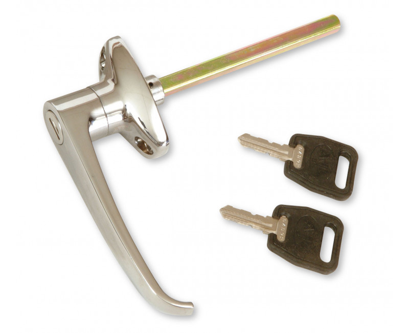 POIGNEE DE VERROUILLAGE CHROMEE BV DOORS UTILISEE SUR LES FOURGONS AVEC PORTES DE FOURGON