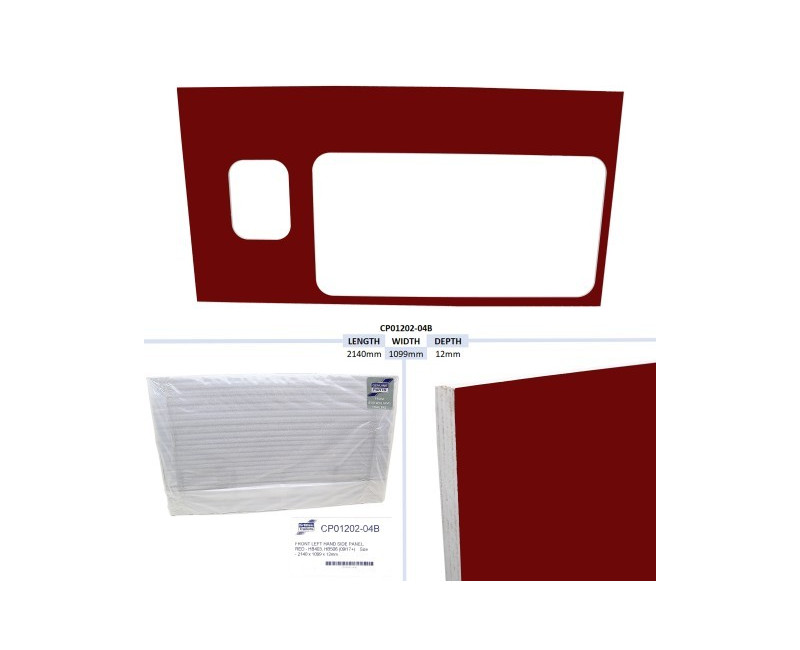 PANNEAU LATERAL AVANT GAUCHE, ROUGE - HB403, HB506 (09/17+) TAILLE - 2140 X 1099 X 12MM